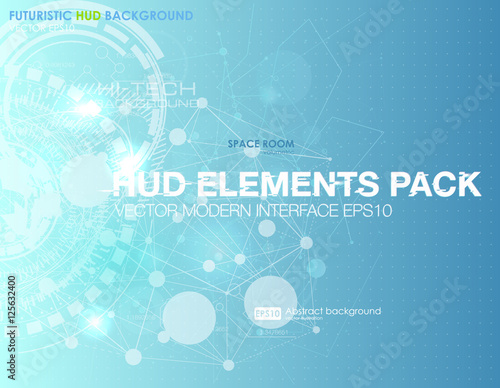 Wallpaper Mural Abstract technology vector background. HUD UI communication concept banner in blue background Torontodigital.ca