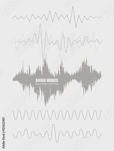 Set sound waves . Audio equalizer technology, pulse musical. Cover for the album or music track. Vector illustration eps10