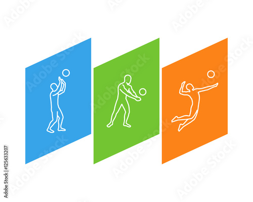 Line vector logo for volleyball and volleyball player