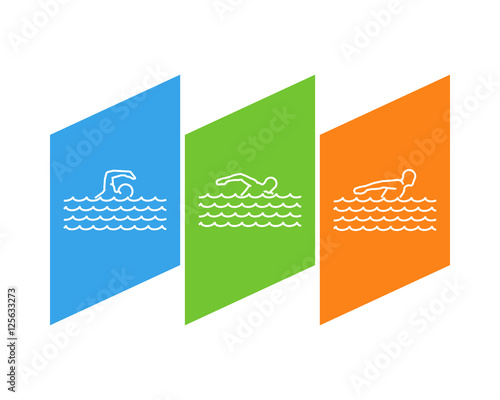 Line logo for swim and figure swimmer