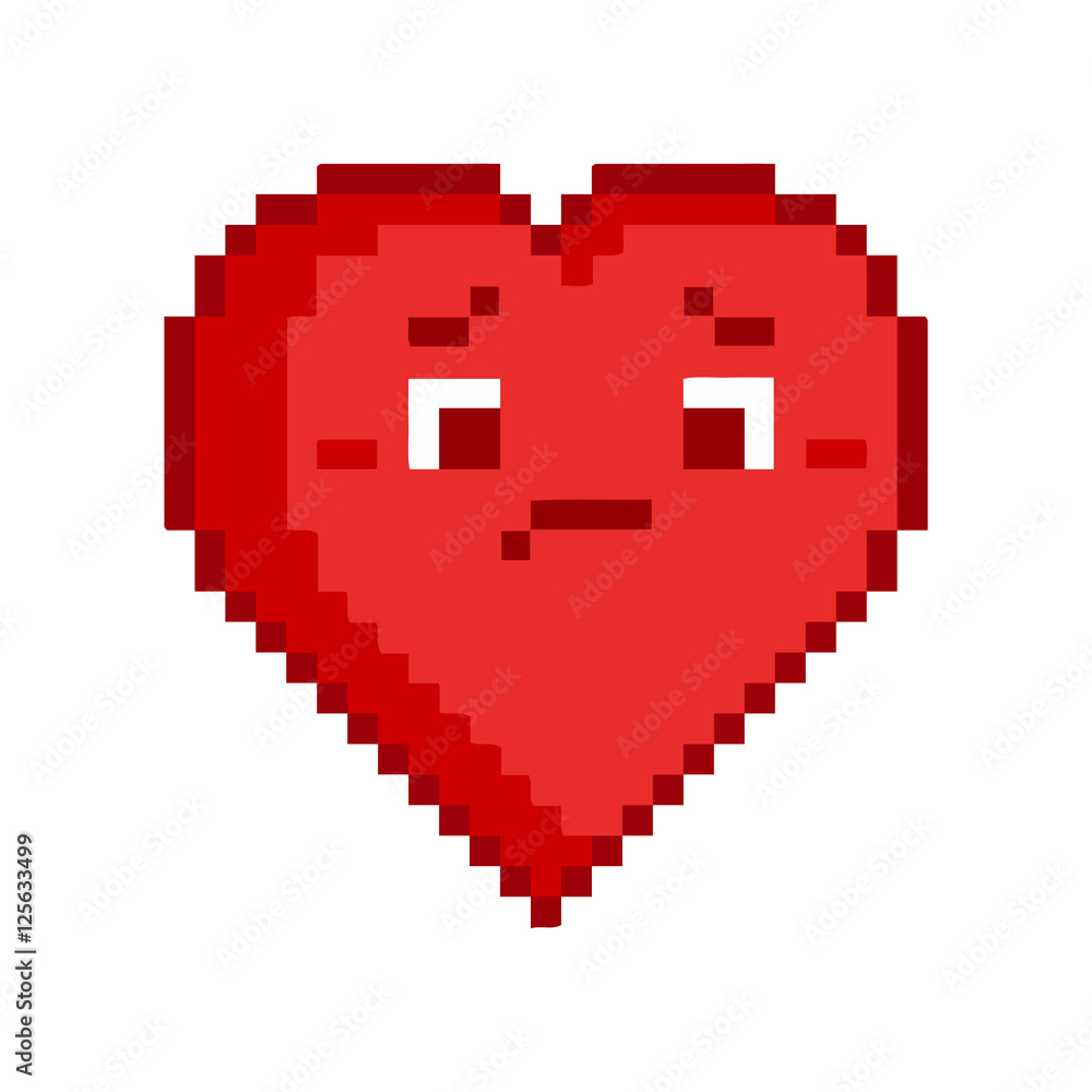 Obraz premium Vector pixel art heart for game