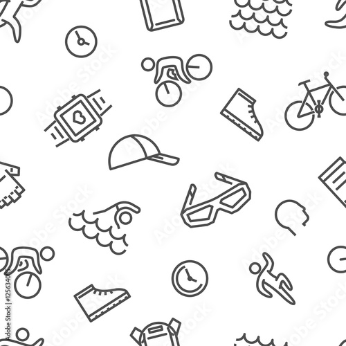 Vector line pattern for triathlon on a white background