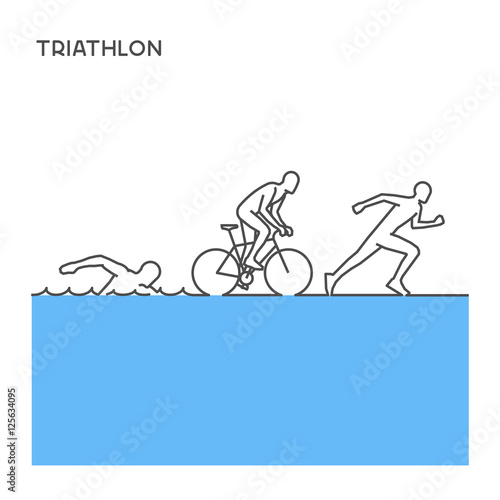 Vector figures triathletes on a white background
