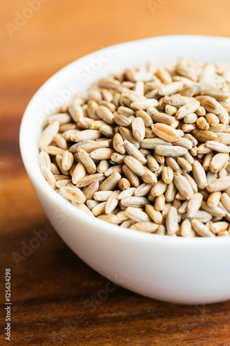 Rye grains in a small bowl