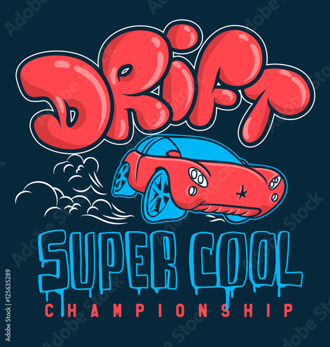 Drift car vector design print