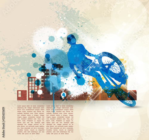 Boy jumping with bmx bike vector
