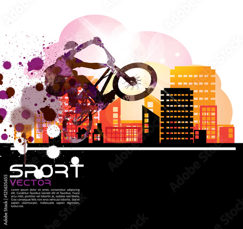 Boy jumping with bmx bike vector