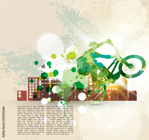 Boy jumping with bmx bike vector