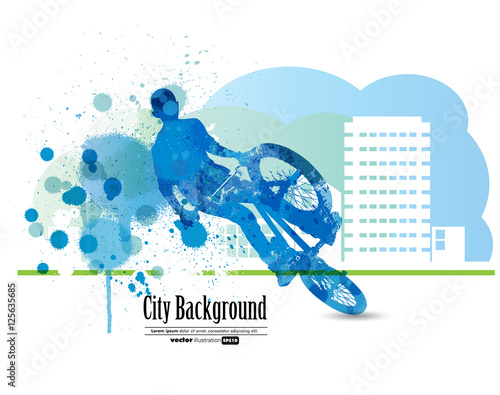 Boy jumping with bmx bike vector