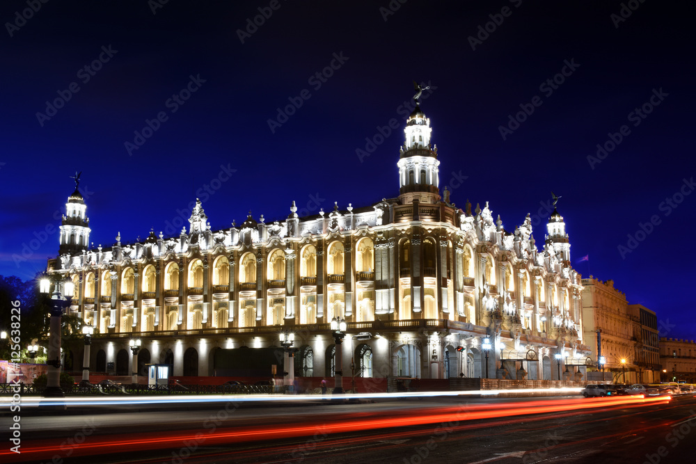 Cuba, Havana - Great Theatre of Havana under blue sky