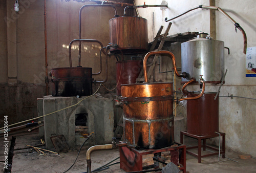 Old Singani distillery in Camargo Bolivia, the distillery was imported from France long time ago. photo