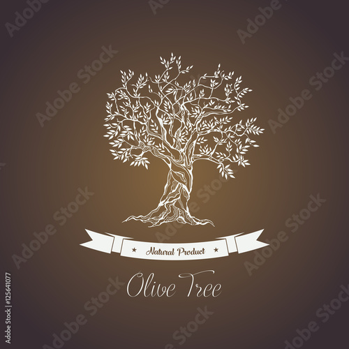 Greece olive tree logo with branches