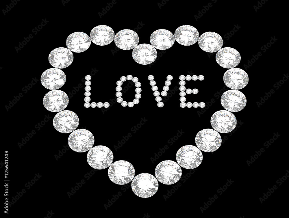 Heart of diamonds, 3D rendering