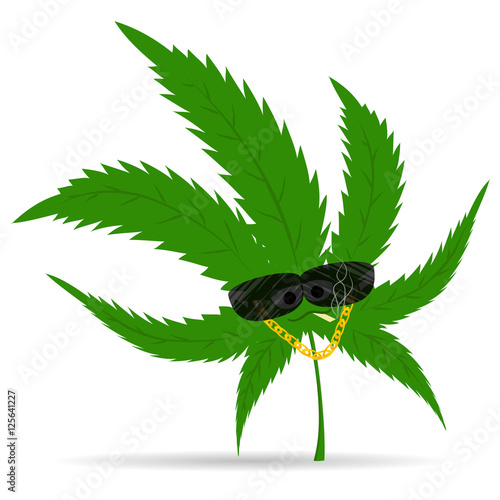 cool character marijuana in black sunglasses