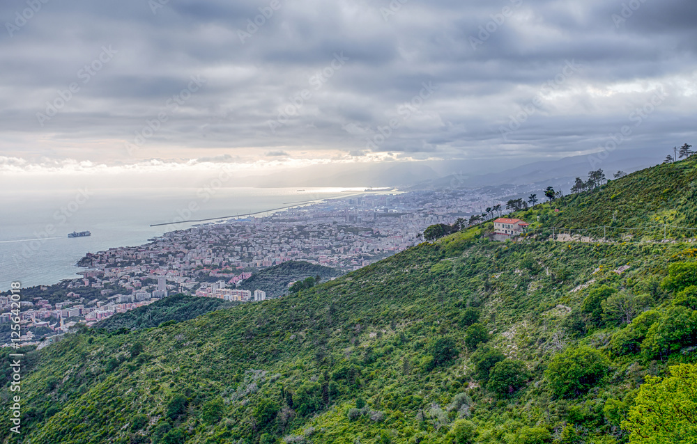 View of the city of Genoa on the heights / Genoa, Liguria; Italy, Europe