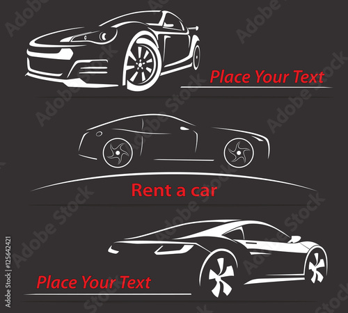 Car Rent Abstract Lines Vector. Set. Vector illustration