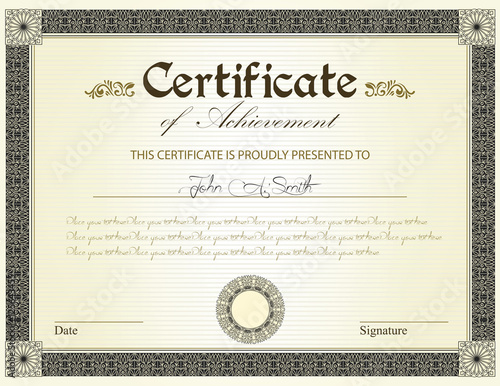 Vintage certificate of achievement with ornate elegant retro abs