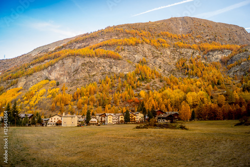 colorful mountain landscapes, fall colors, mountains, sky and water