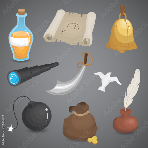 Pirate, sailor vector icon set.