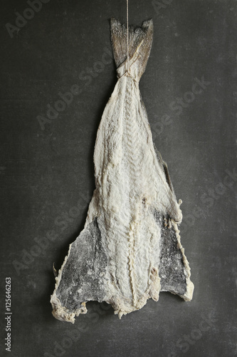 Salted cod fish hanging to dry