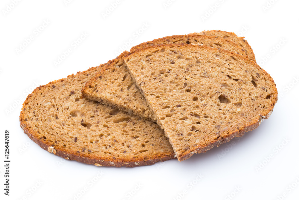 Slices of rye bread isolated on white background. Slices of rye bread isolated on white background.