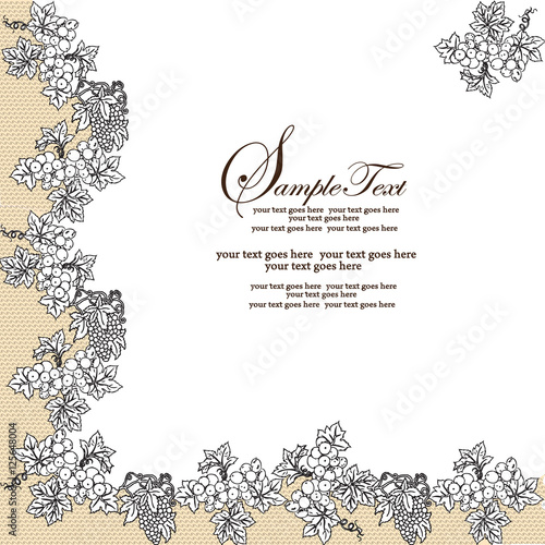 Vintage invitation card with elegant abstract floral design, bla