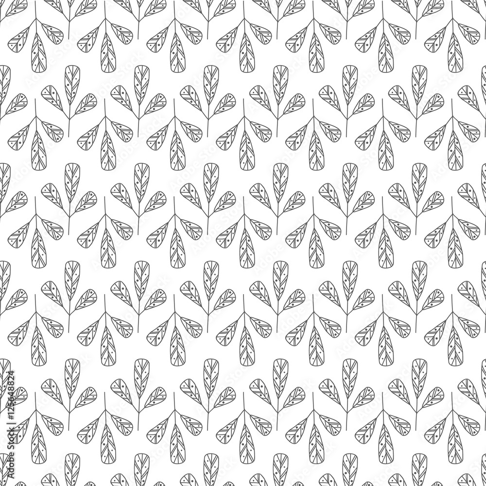 Fototapeta premium Leaves seamless pattern vector set.