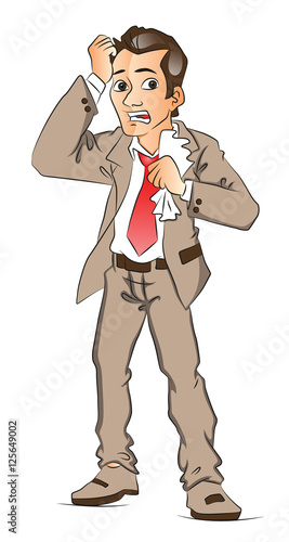 Vector of worried  businessman.
