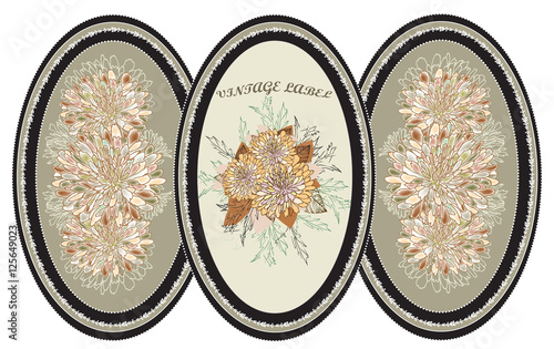 Vintage oblong frames with ornate elegant abstract floral design