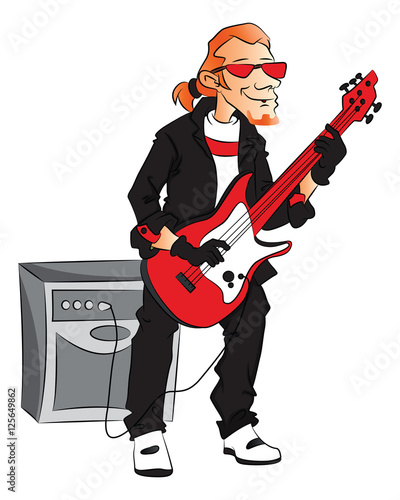 Vector of man playing electric guitar.