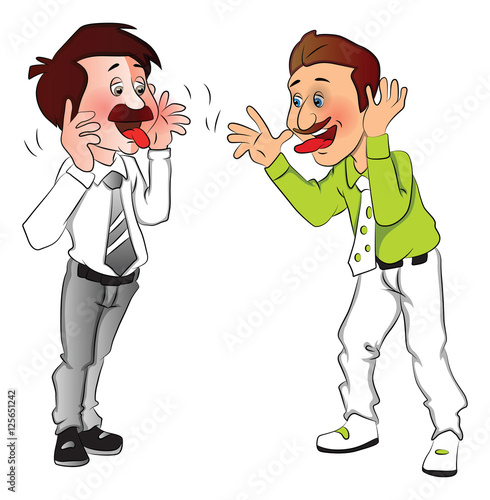 Vector of businessmen making funny faces.