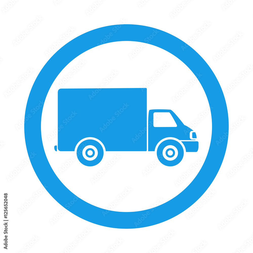 Icono plano camioneta en circulo color azul Icono plano camioneta en circulo color azul