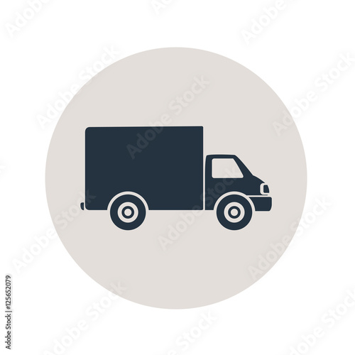Icono plano camioneta en circulo gris