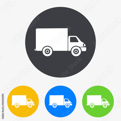 Icono plano camioneta en circulo varios colores