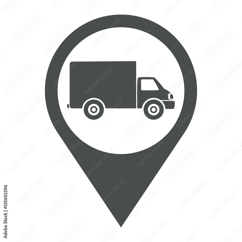 Icono plano localizacion camioneta gris Icono plano localizacion camioneta gris