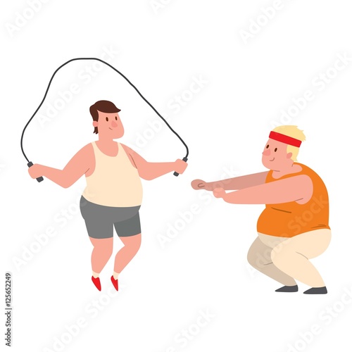 Fat people fitness gym vector