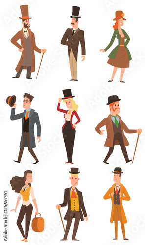 Vector design victorian people.