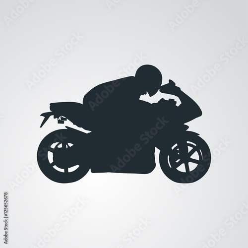 Icono plano silueta motorista en fondo degradado