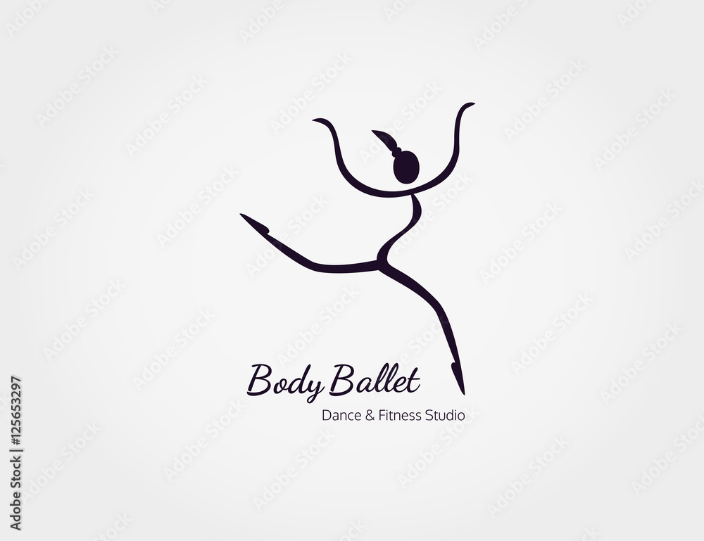 Dance icon concept. Body Ballet studio logo design template. Character  silhouette  class banner background with symbol of abstract  ballerina sign in dancing poses. Vector illustration. Stock Vector | Adobe  Stock