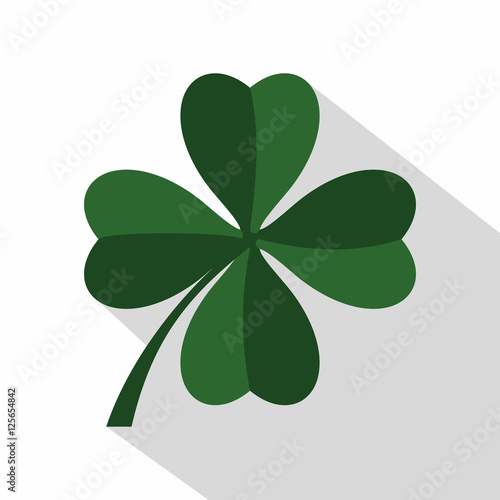 Green four leaf clover icon. Flat illustration of Four leaf clover vector icon for web isolated on white background