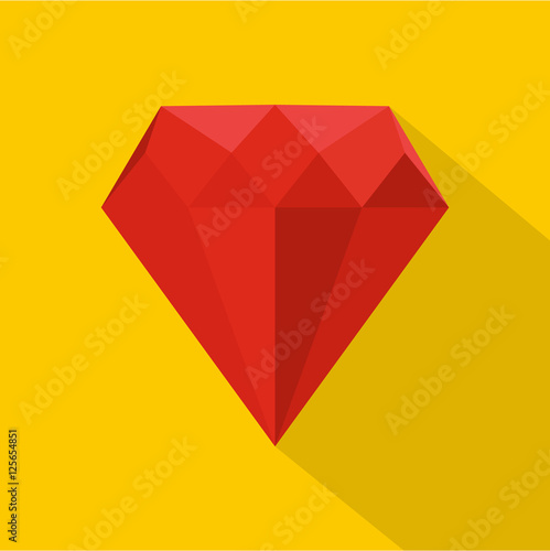 Ruby icon. Flat illustration of ruby vector icon for web isolated on yellow background