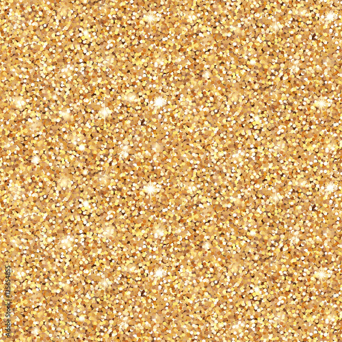 Bright glowing metallic texture. Glamour shining gold glitter seamless pattern with sparkles for Christmas design.