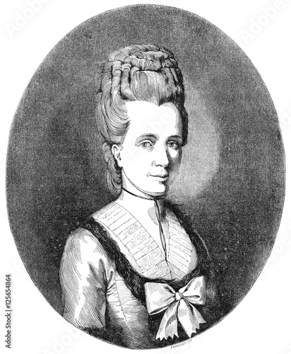 Obraz na plátně Portrait of Madame Necker , vintage engraving.
