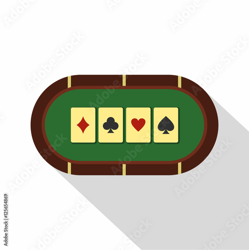 Green poker table icon. Flat illustration of poker table vector icon for web isolated on white background
