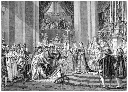 Obraz na plátně Ceremony of Consecration to Our Lady, vintage engraving.