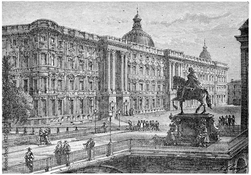 Canvas Print Berlin (Royal Castle), vintage engraving.