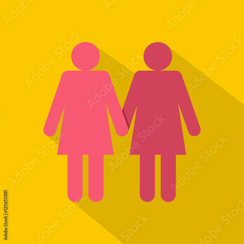 Two girls lesbians icon. Flat illustration of two girls lesbians vector icon for web