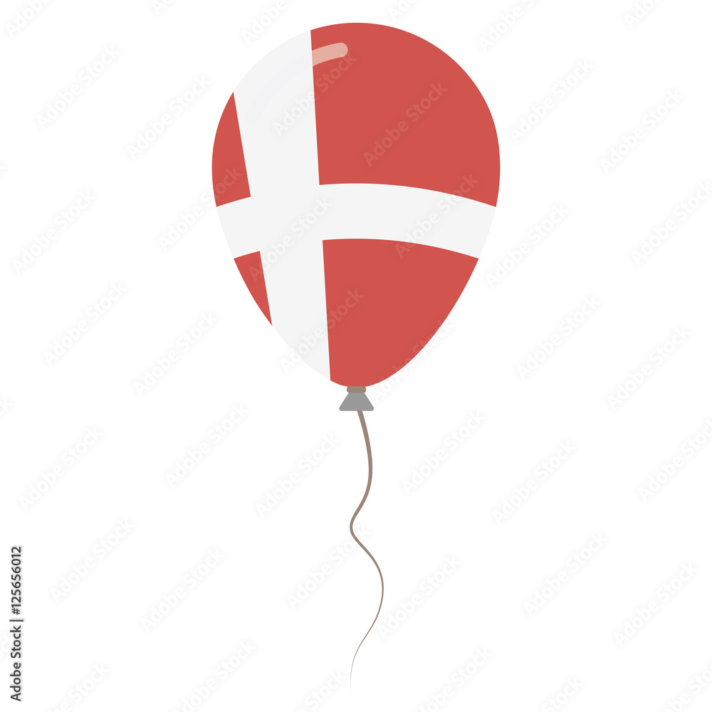 Obraz premium Kingdom of Denmark national colors isolated balloon on white background. Independence day patriotic poster. Flat style National day vector illustration.