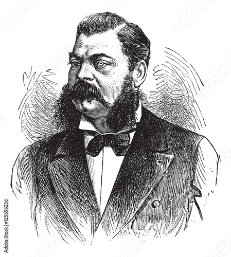 E. Pertuiset, Lion hunter, vintage engraving.