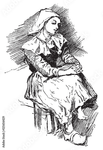 Breton peasant, vintage engraving.